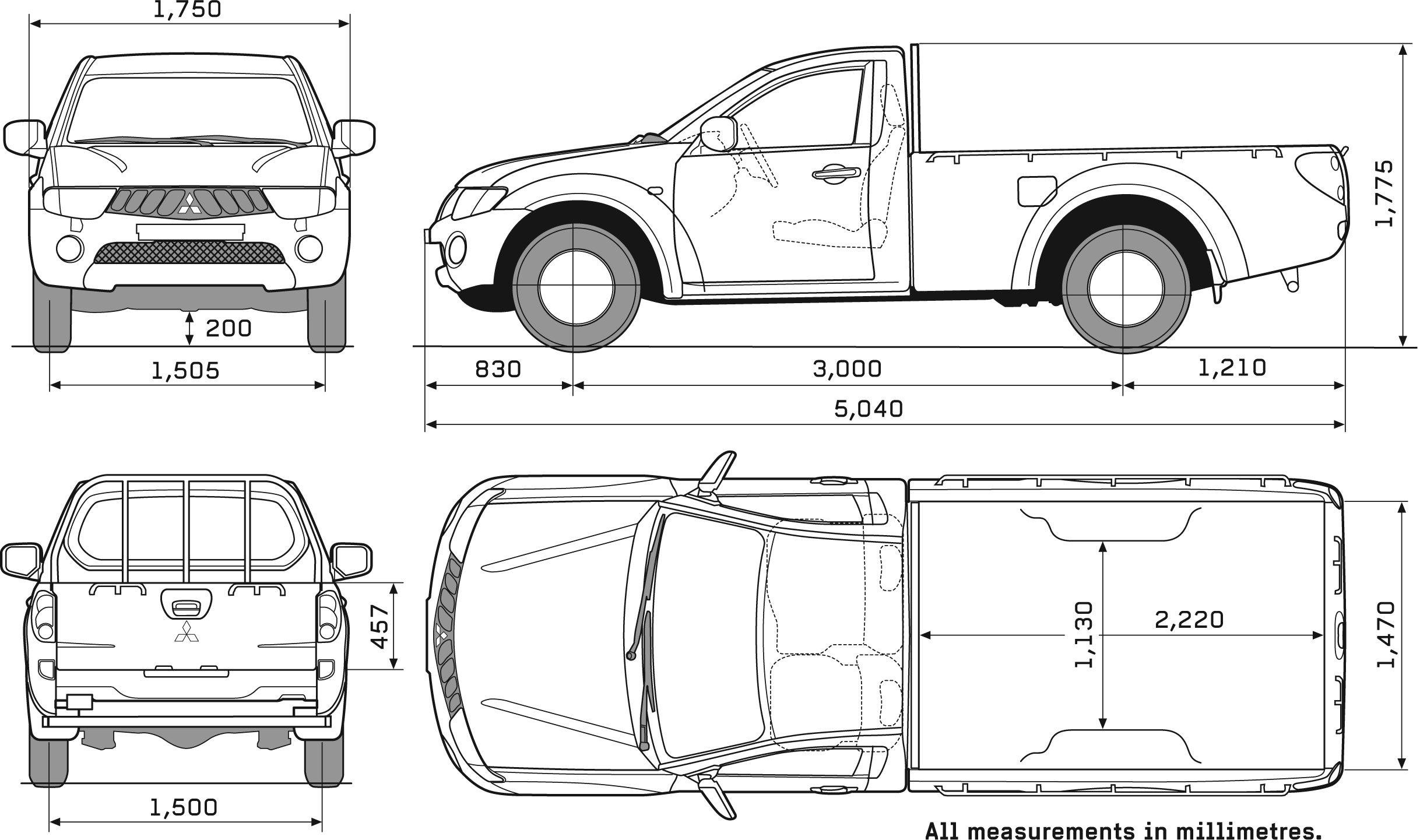 2008 Mitsubishi L200 Single Cab Pick-up blueprint