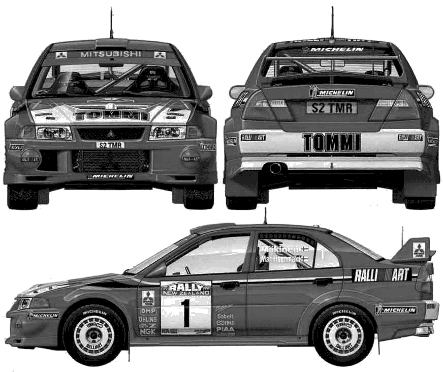 1999 Mitsubishi Lancer Evolution VI WRC Sedan blueprint
