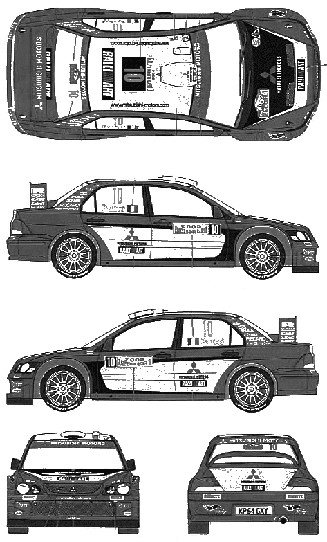 2005 Mitsubishi Lancer VII WRC Sedan blueprint