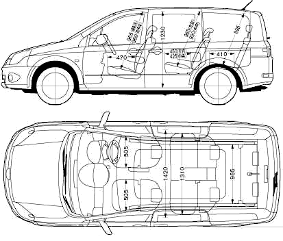 2005 Nissan Lafesta Wagon blueprint