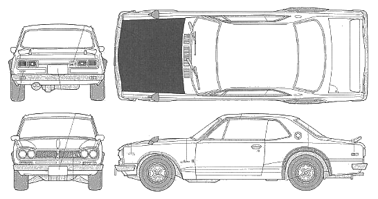 1969 Nissan Skyline GT-R KPGS10 Carbon Hood Coupe blueprint