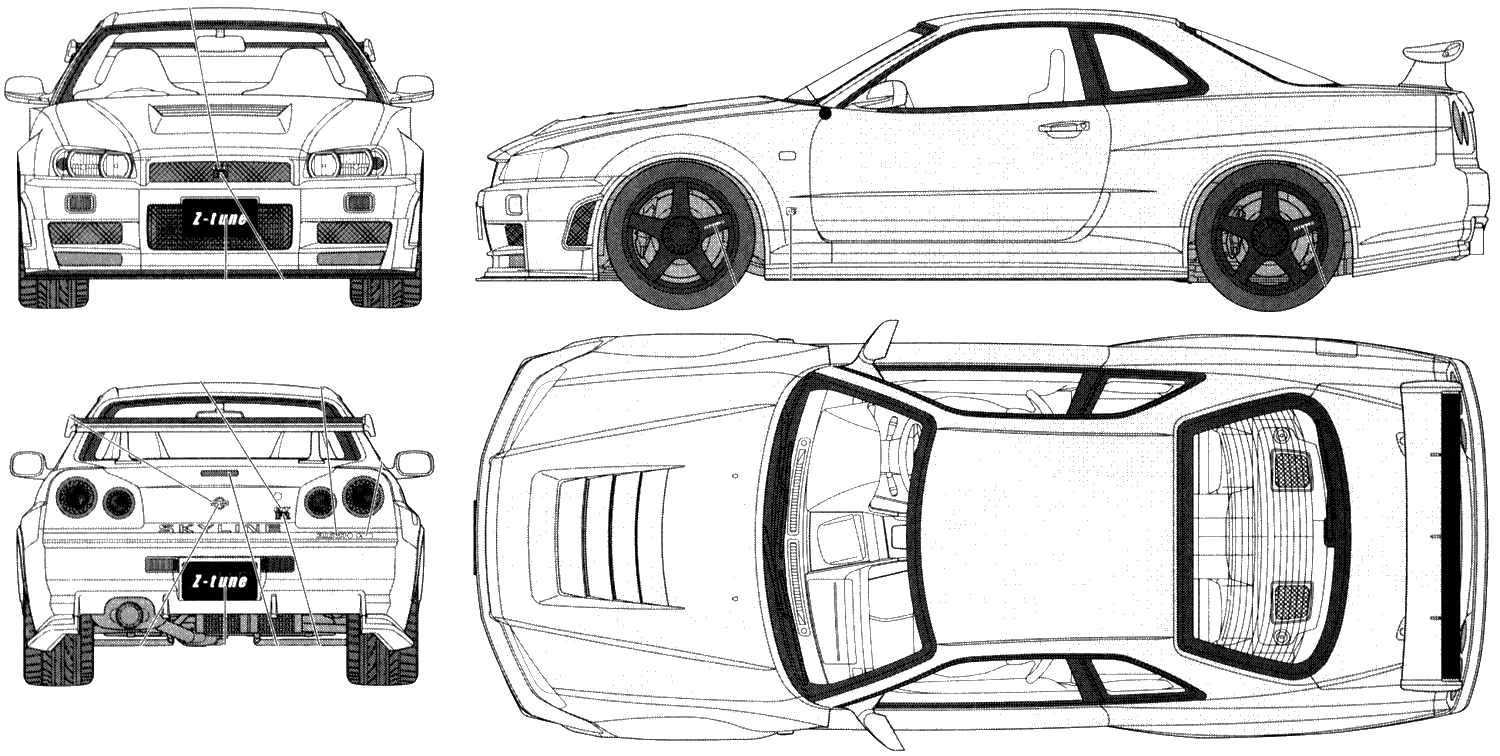 Nissan skyline r34 blueprints #6