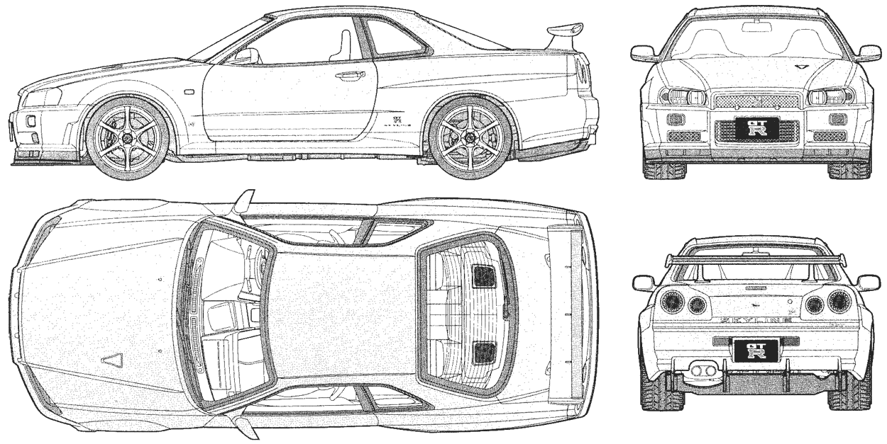 2000 Nissan Skyline GTR R34 V SPEC II Coupe blueprint