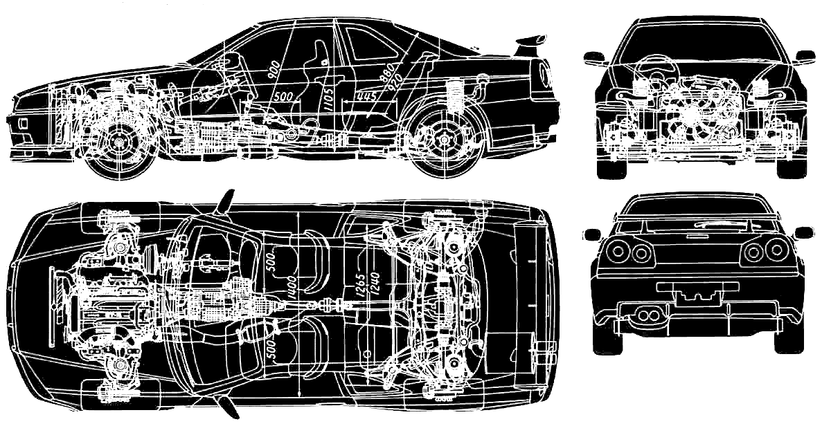 Nissan Skyline GT R34 Coupe blueprint