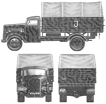 1939 Opel Blitz Kfz305 3t 4x2 Truck blueprint