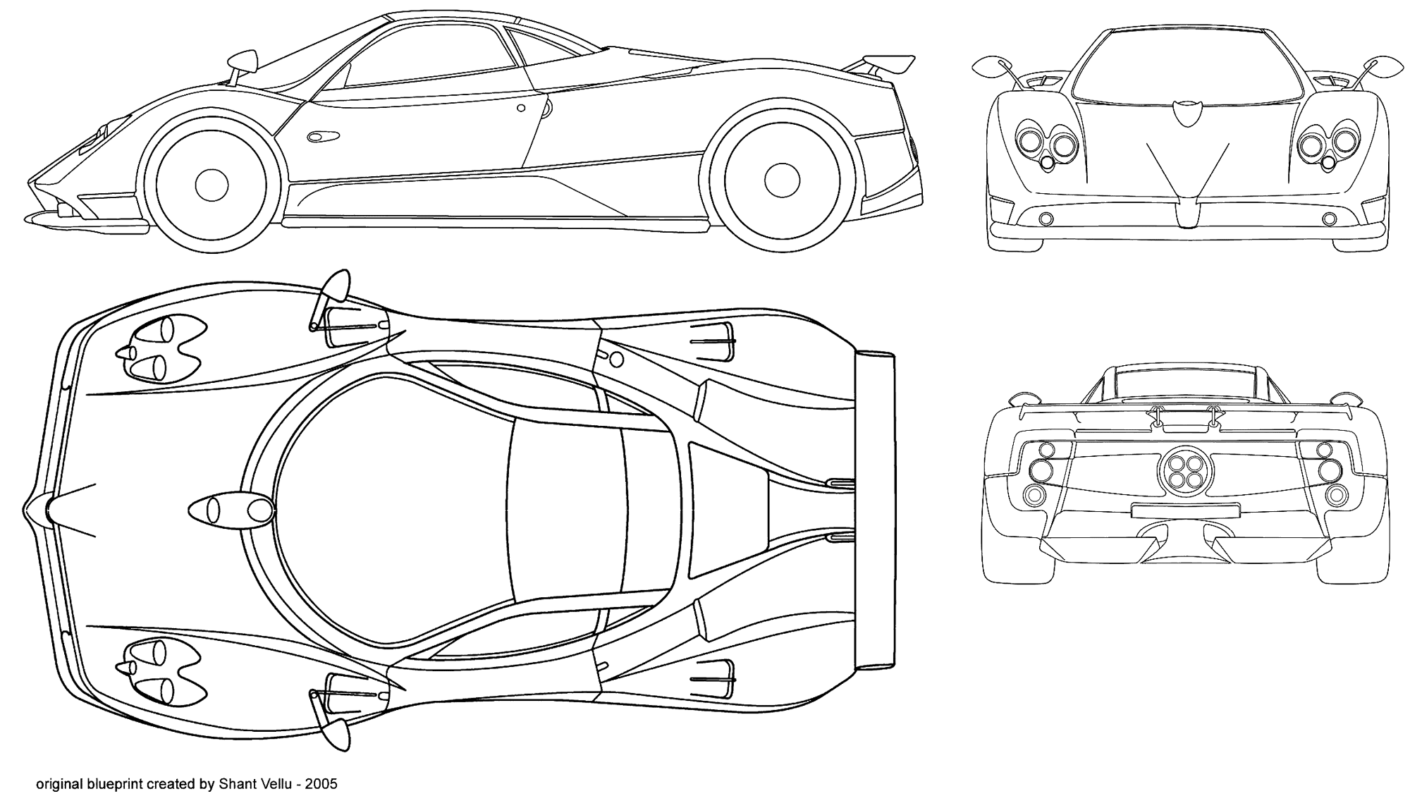 pagani zonda blueprints