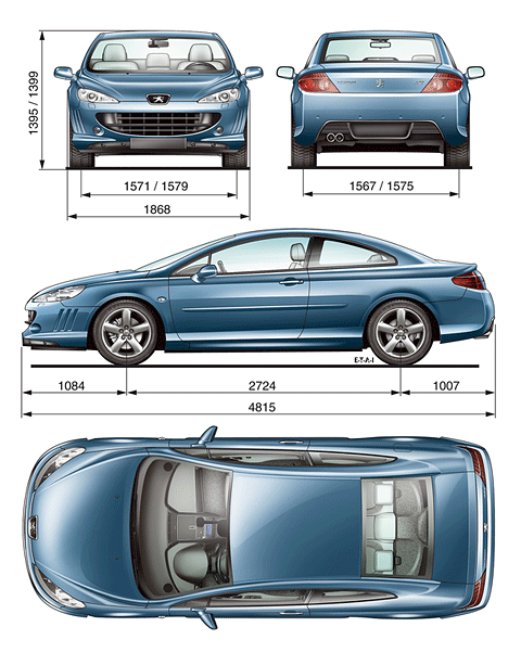 CAR blueprints - 2006 Peugeot 407 Coupe blueprint