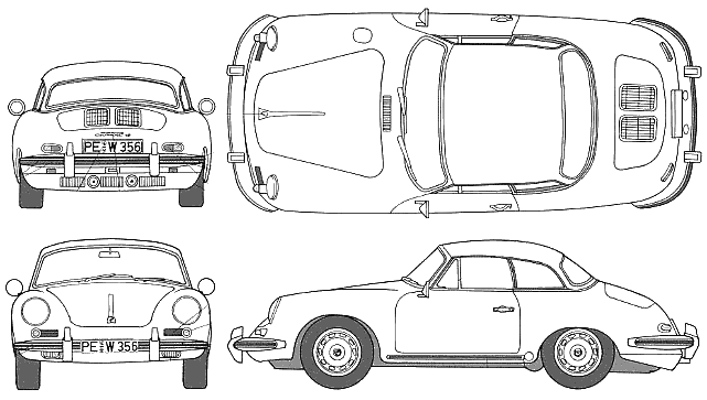 1960 Porsche 356B Coupe blueprint