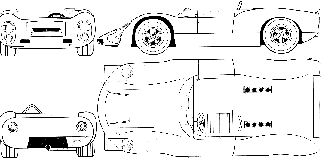 1967 Porsche 910 Carrera 10 Bergspyder Hillclimb Roadster blueprint