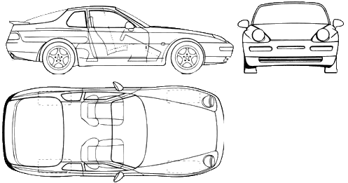 Porsche on Car Blueprints   1992 Porsche 968 Coupe Blueprint