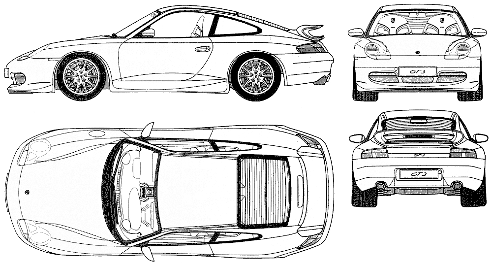 1999 Porsche 911 996 GT3 Coupe blueprint