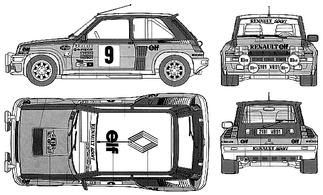 1966 Renault 5 Turbo Rally Hatchback blueprint