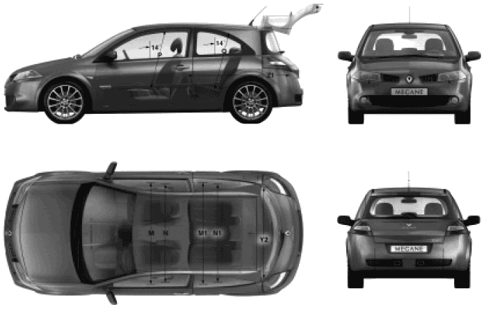 2005 Renault Megane II 3door Sport Hatchback blueprint