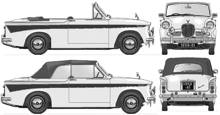 1959 Singer Gazelle IIIA Convertible Cabriolet blueprint