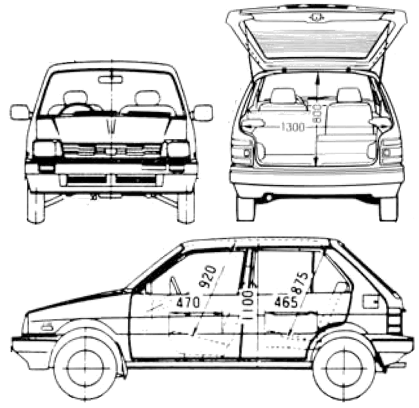1987 Subaru Justy 5-door AWD Hatchback blueprint