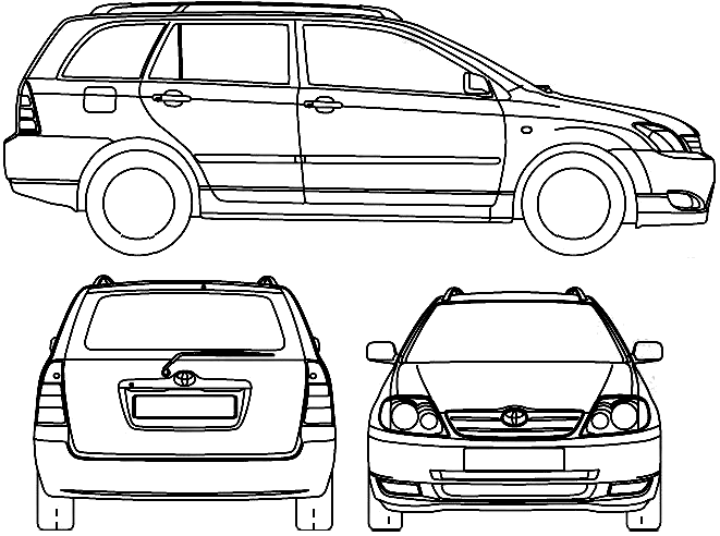 2006 Toyota Corolla IX E120 Fielder Wagon blueprint