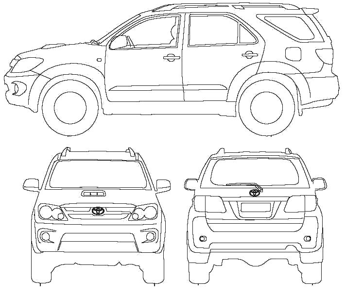 CAR blueprints 2005 Toyota Fortuner SUV blueprint