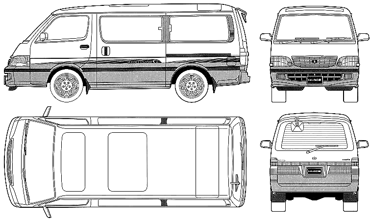 2001 Toyota Hiace Super Custom Minivan blueprint