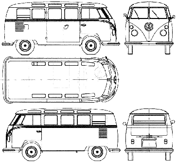 1960 Volkswagen Microbus Minivan blueprint