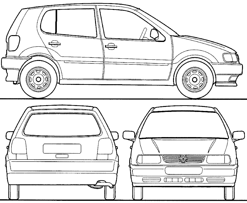2001 Volkswagen Polo III 6N 5door Hatchback blueprint