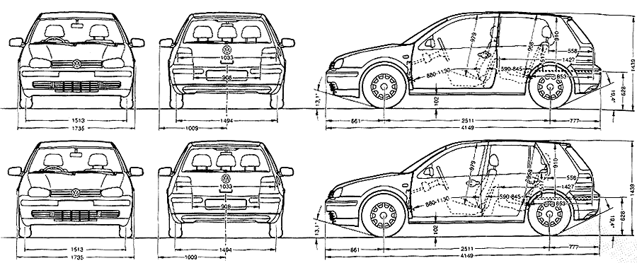 1997 Volkswagen Golf IV 35 doors Hatchback blueprint