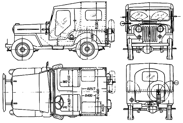 1952 Willys Jeep SUV blueprint