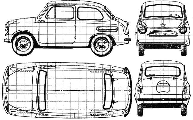 1960 ZAZ 965 Zaporozhets Hatchback blueprint