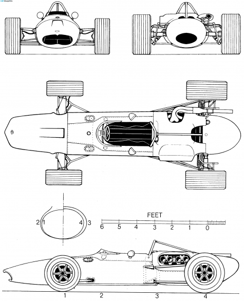 1966 AAR Eagle Climax F1 OW blueprint