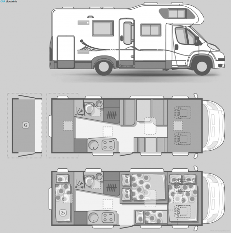 Adria RV Coral A-690 DK Bus blueprint