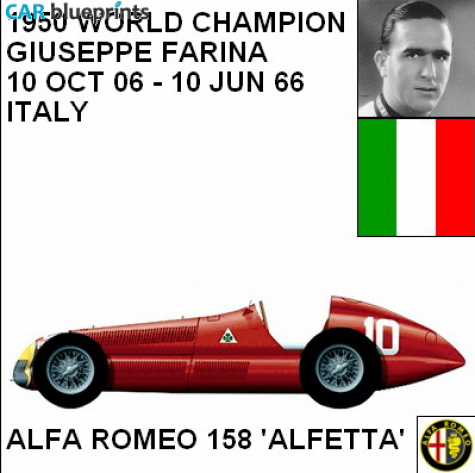 1950 Alfa Romeo 158 Alfetta F1 OW blueprint