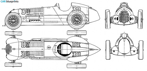 1937 Alfa Romeo 12C OW blueprint