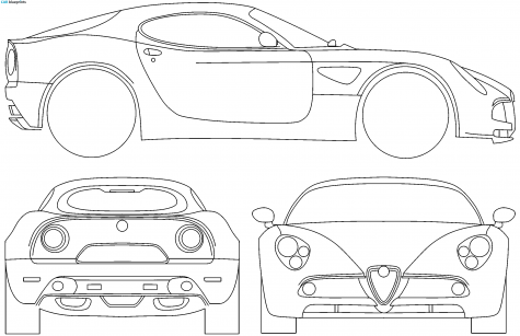 2008 Alfa Romeo 8C Competitzione Coupe blueprint