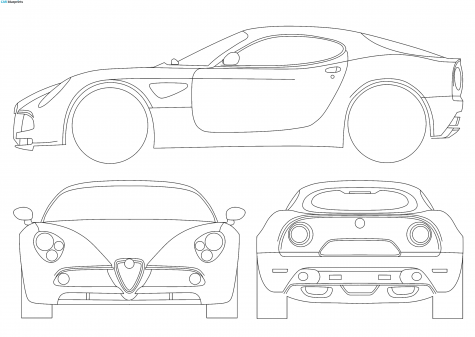 Alfa Romeo 8C Competitzione Coupe blueprint