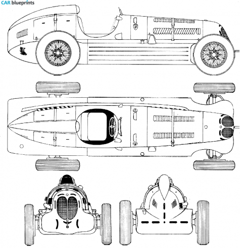 1935 Alfa Romeo Bimotore Cabriolet blueprint