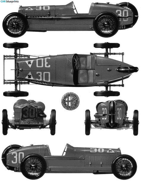 1933 Alfa Romeo P2 OW blueprint