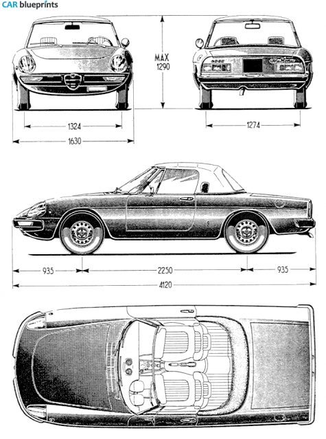 1970 Alfa Romeo Spider Cabriolet blueprint