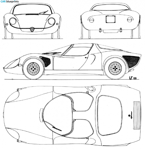 1976 Alfa Romeo Tipo 33 Stradale Coupe blueprint