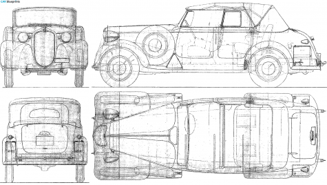 1941 Alfa Romeo Torpedo Coloniale Cabriolet blueprint