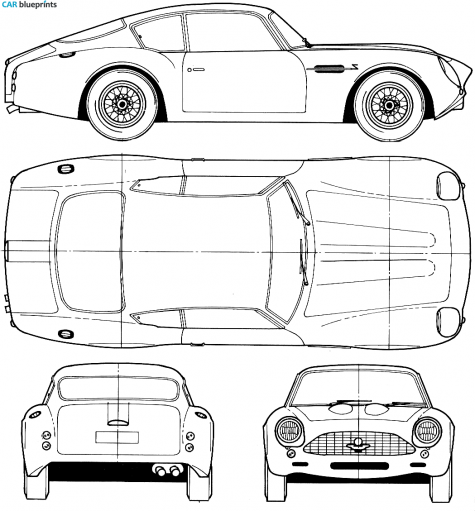 1964 Aston Martin DB4 GT Zagato Coupe blueprint