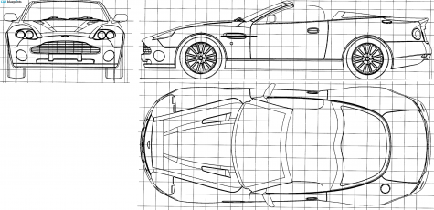 2003 Aston Martin DB7 Zagato Convertible Cabriolet blueprint