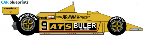 1980 ATS D4/01 Ford Cosworth F1 OW blueprint