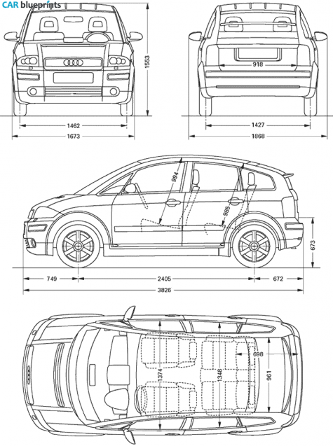 1999 Audi A2 Hatchback blueprint