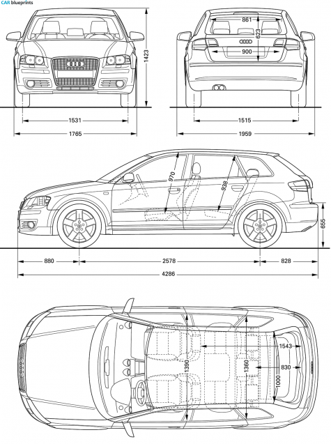 2008 Audi A3 (Typ 8P) Hatchback blueprint