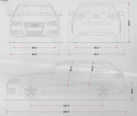 2009 Audi A3 (Typ 8P) TDi 5-door Hatchback blueprint