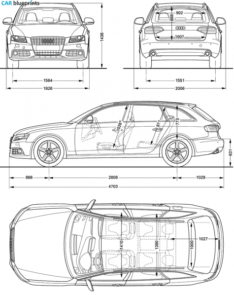 2009 Audi A4 (Typ 8E) Avant Wagon blueprint