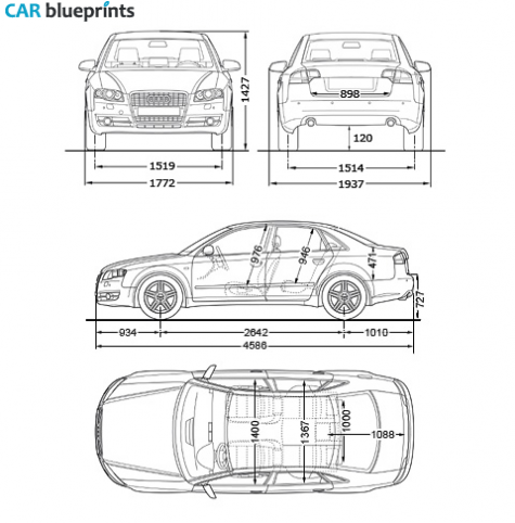 2006 Audi A4 B7 (Typ 8E) Limousine Sedan blueprint