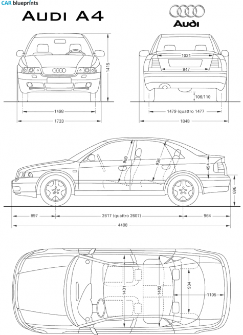 1994 Audi A4 B5 (Typ 8D) Sedan blueprint