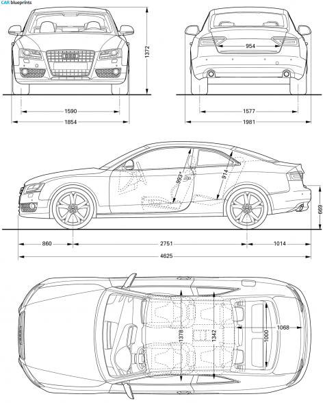 2008 Audi A5 (Typ 8T) Coupe blueprint