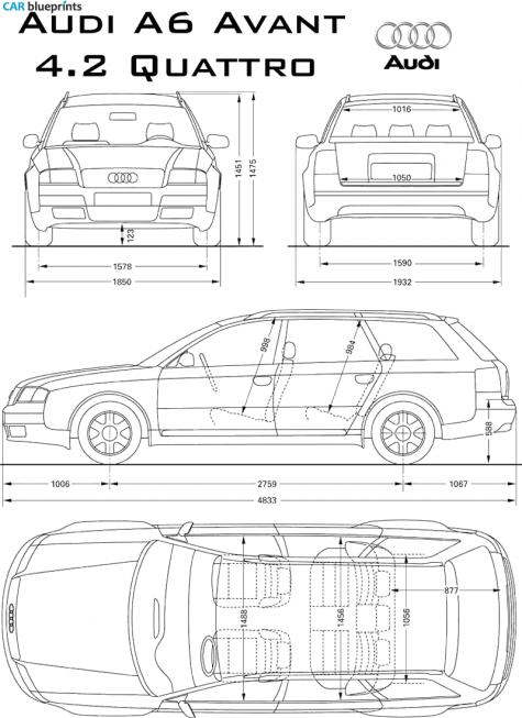 1996 Audi A6 C5 Quattro Avant Wagon blueprint