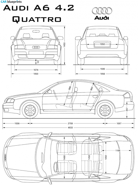 1996 Audi A6 C5 Quattro Sedan blueprint